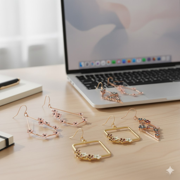 Dariya earrings in professional setting